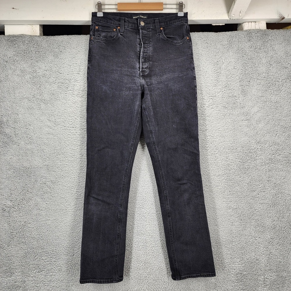 Denim‎ Forum Arlo High Rise Straight Leg Black Wash Jeans Size 29/30L Button-Fly